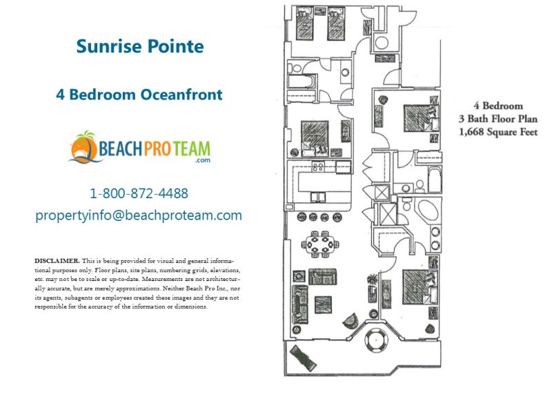 Sunrise Pointe Floor Plan - 4 Bedroom Oceanfront